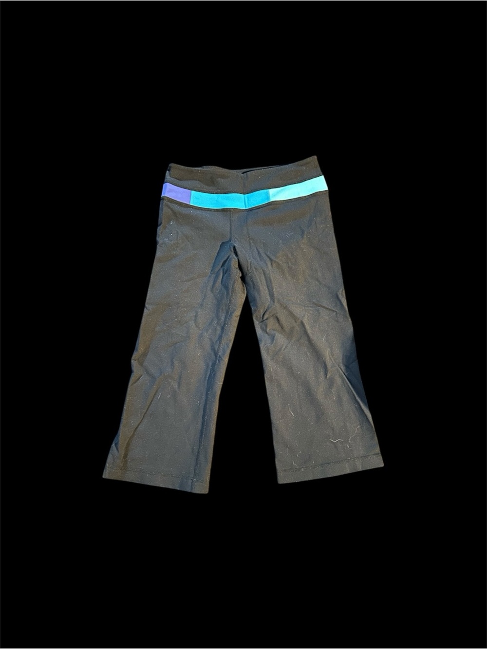lululemon athletica Black Capri Leggings with Teal and Purple Waistband